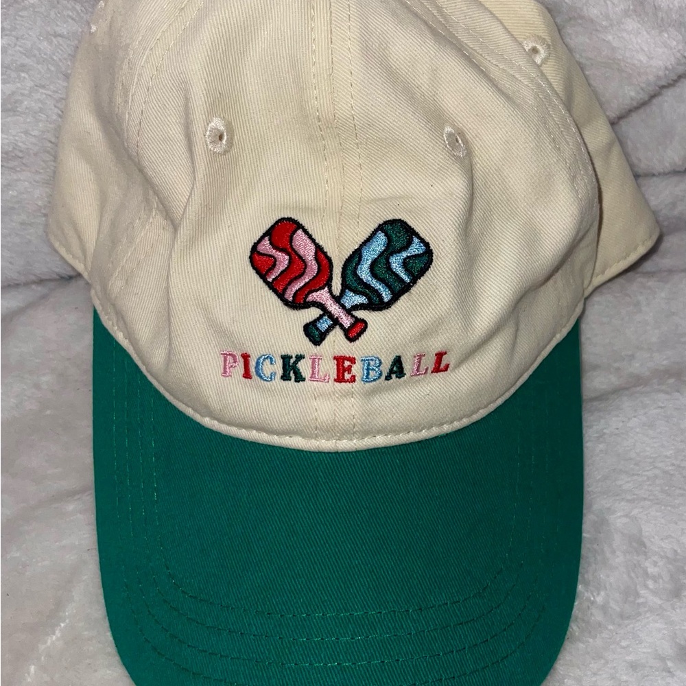 Frasier Sterling Pickleball Embroidered Cap - Cream Top Green Brim NWT